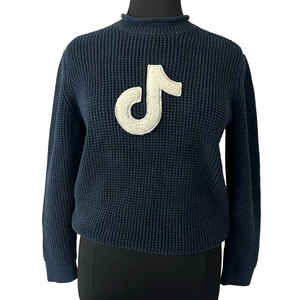 LL Bean TikTok Limited Edition Navy Roll Neck Waffle Knit Sweater size M